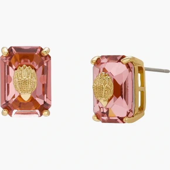 Kurt Geiger London Pink Crystal Eagle Stud Earrings Gold Tone - Picture 4 of 6